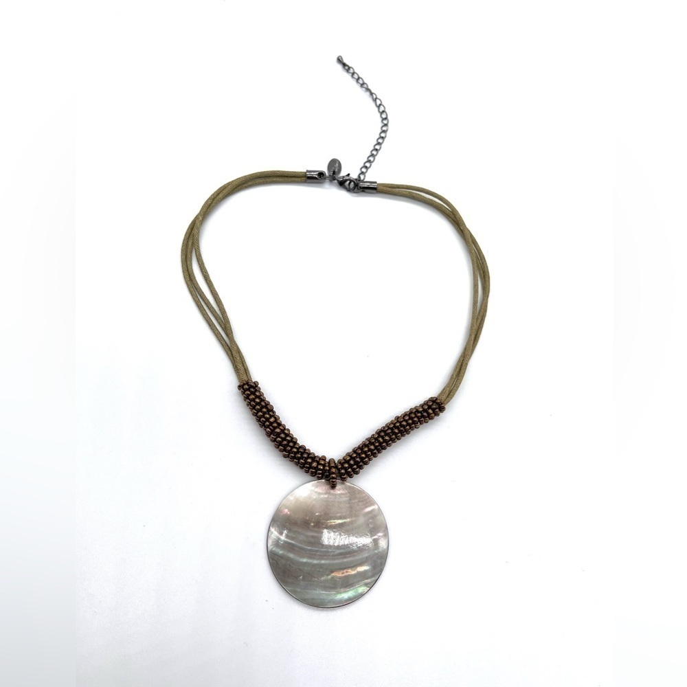 Lia Sophia Leather & Abalone Shell Pendant - Picture 2 of 4